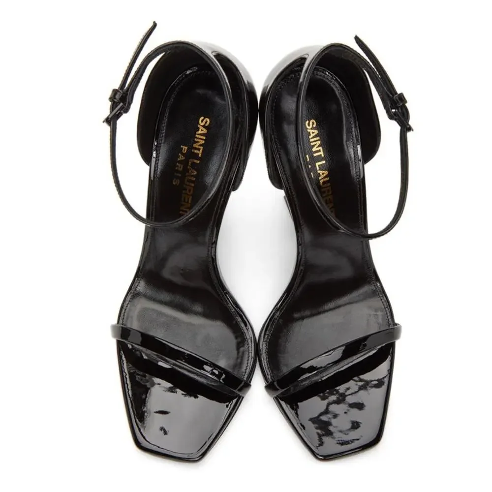 SAINT LAURENT Opyum 110 YSL monogram logo patent heels sandals - Picture 6 of 6